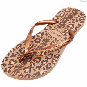 Havaianas copper animal print flip flops